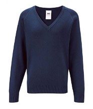 Knitted V Neck Jumper (Navy Blue) with Logo - St Clares Coalville